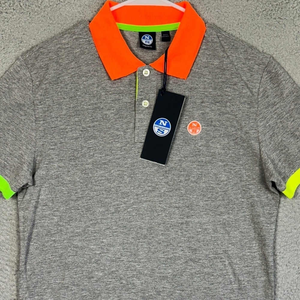 NEW North Sails Polo Shirt Mens XS Grey Regular Fit Casual Rugby Short Sleeve